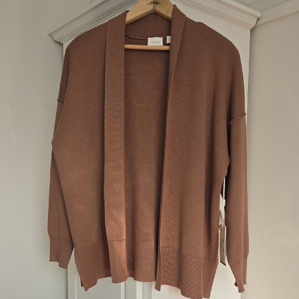 Cyrus Tobaco Brown Knit Cardigan Womens Medium NWT